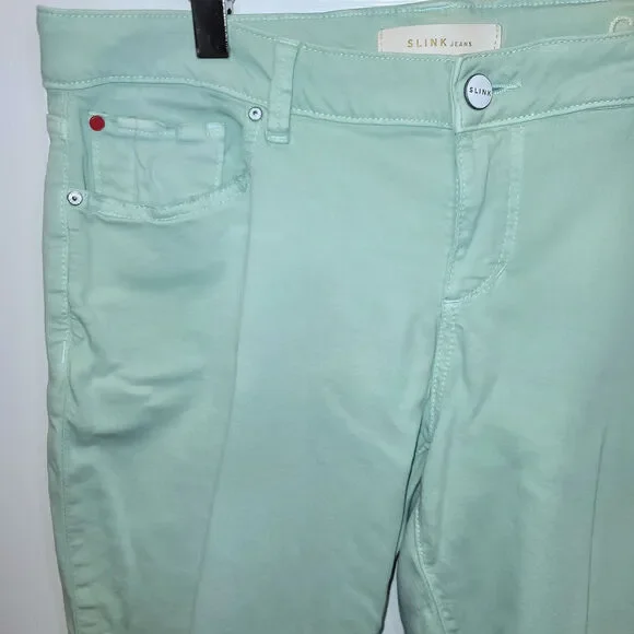SLINK Jeans Crop Skinny Womens Sz 16 Plus Mint Green Distressed Stretch Ankle - Picture 7 of 15